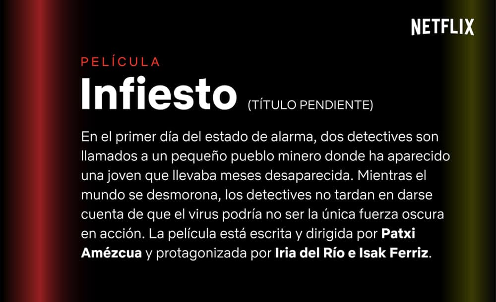 Isak Férriz e Iria del Río protagonizan INFIESTO, la nueva película de Vaca Films para Netflix